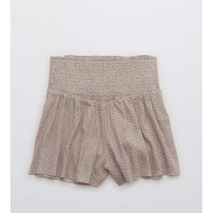 Aerie High Waist Textured Shorts in Beige
